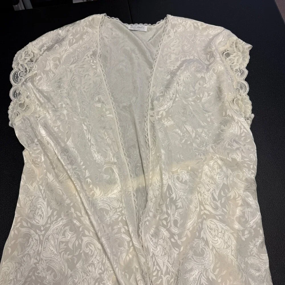 VTG Lucie Ann II Ivory Lace Slip Dress USA  Romantic Lingerie Nightgown Set MED - Picture 9 of 12